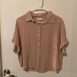 Gingham print, crop bowling shirt, size: L